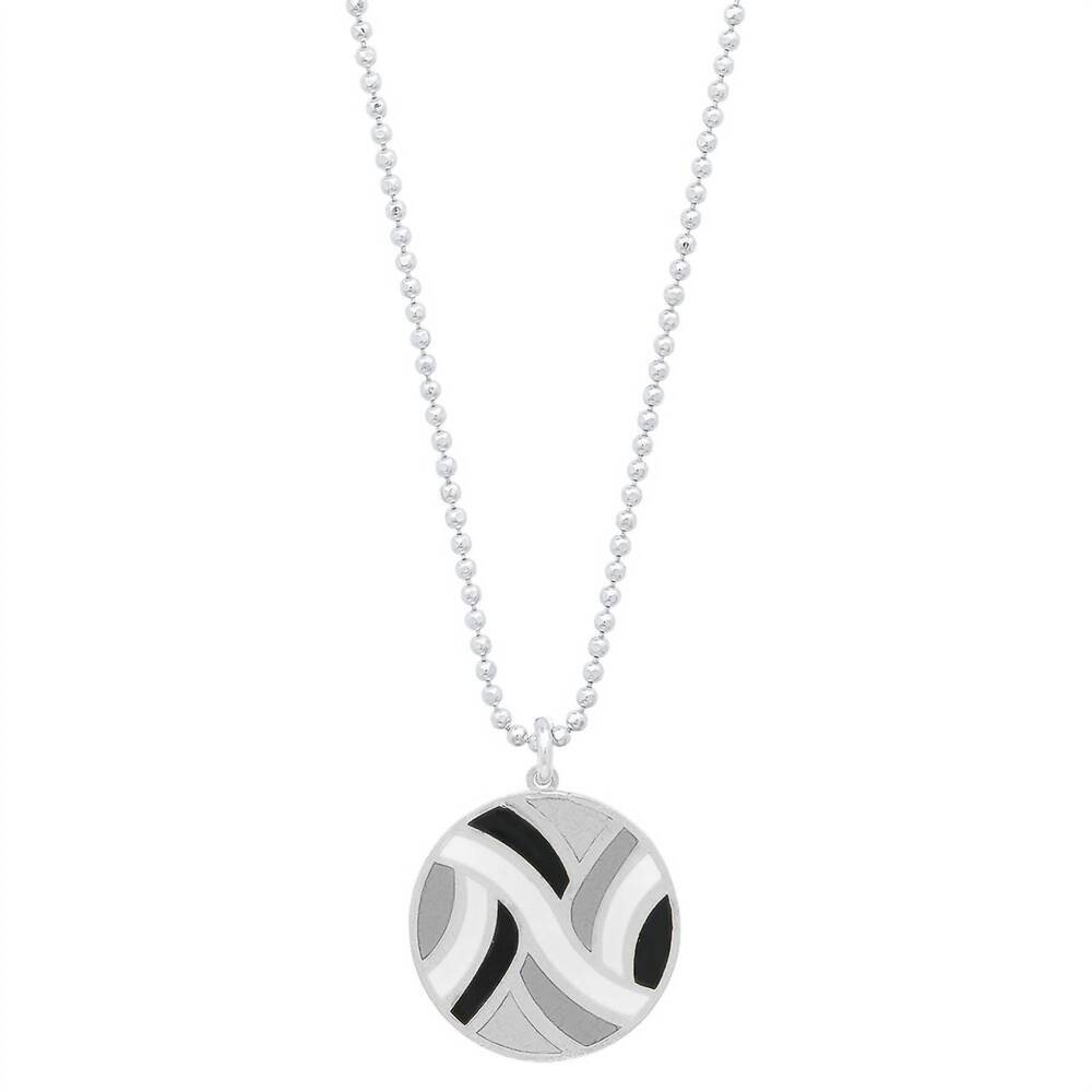NEW JESSICA ELLIOT women's large round enameled "swirl" pendant necklace in ster